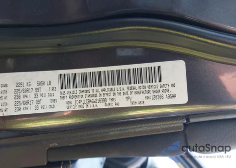 2016 Jeep Cherokee Latitude from USA, damaged, VIN 1C4PJLCB4GW216399